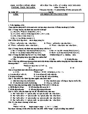 Đề kiểm tra giữa kì II môn Tin học Lớp 8 - Năm học 2022-2023 - Trường THCS Phú Xuân